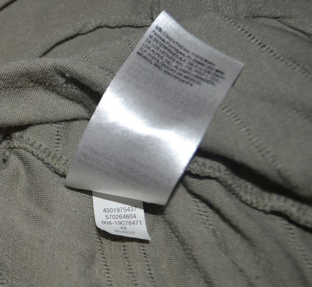 Chico’s Size 1 M/L Olive Green Textured Wave 3/4 Sleeve Tunic Top